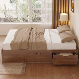 Queen Size Platform Bed with 6 Storage Drawers