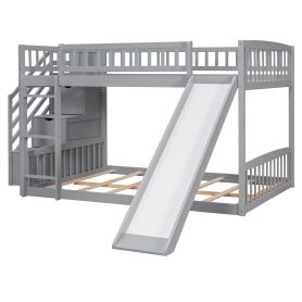 Stairway Full Over Full Bunk Bed With Three Drawers And Slide