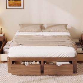 Queen Size Platform Bed with 6 Storage Drawers