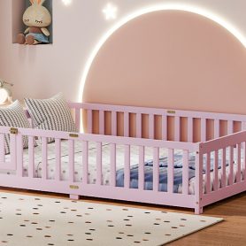 Full Size Floor Bed With Fence And Door
