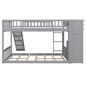 Stairway Full Over Full Bunk Bed With Three Drawers And Slide