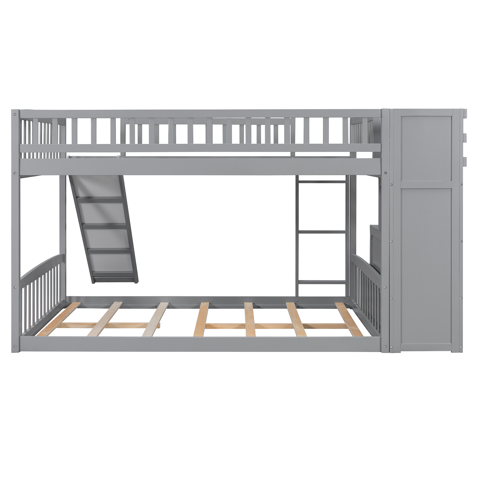 Stairway Full Over Full Bunk Bed With Three Drawers And Slide
