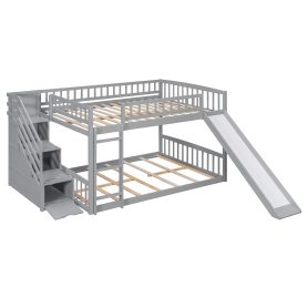 Stairway Full Over Full Bunk Bed With Three Drawers And Slide