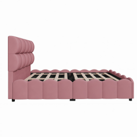 Full Size Fully Upholstered Velvet Platform Bed Frame With Tall Panel Headboard