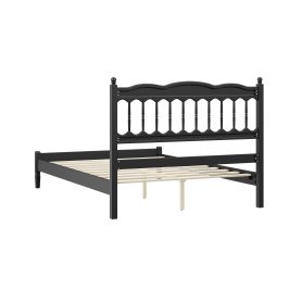 Countryside Style Full Size Wooden Bed Frame With Spindle Headboard