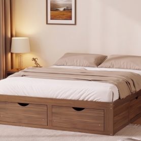 Queen Size Platform Bed with 6 Storage Drawers
