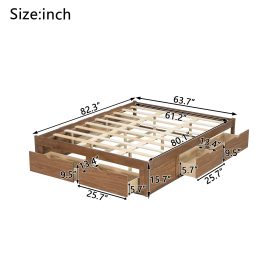 Queen Size Platform Bed with 6 Storage Drawers