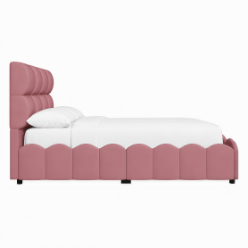 Twin Size Fully Upholstered Velvet Platform Bed Frame With Tall Panel Headboard