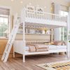 Twin Size Wooden Bunk Bed with 3 Storage Shelves, Ladder can be Changed Left or Right