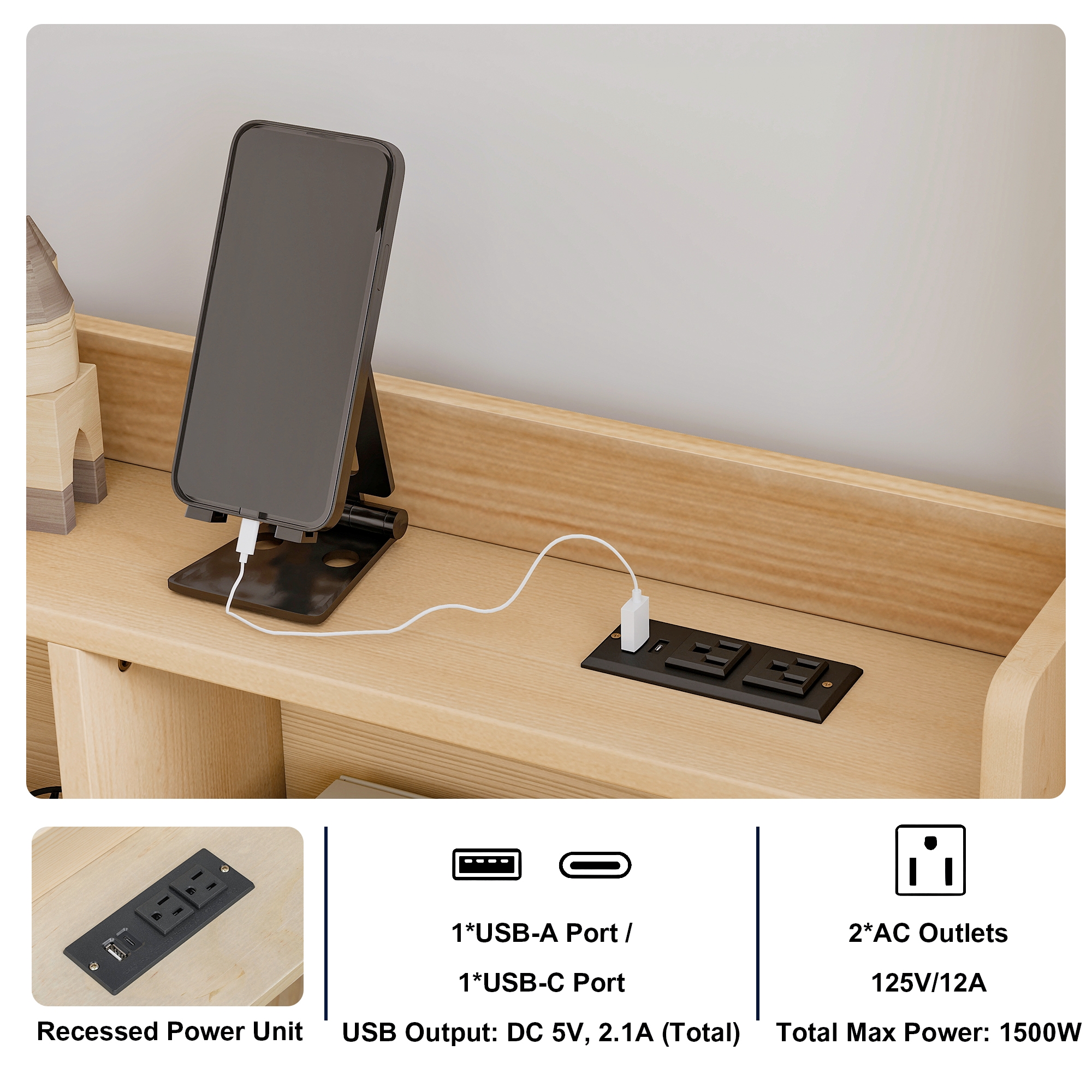 Twin House Floor Bed with Storage Shelves, Built-in LED Lights & Charging Station
