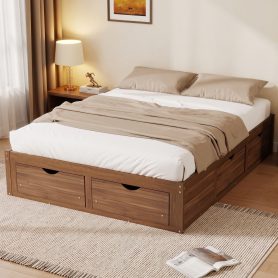 Queen Size Platform Bed with 6 Storage Drawers