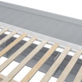 Full XL over Queen Bunk Bed with Striped-Design Staircase and Side Shelves