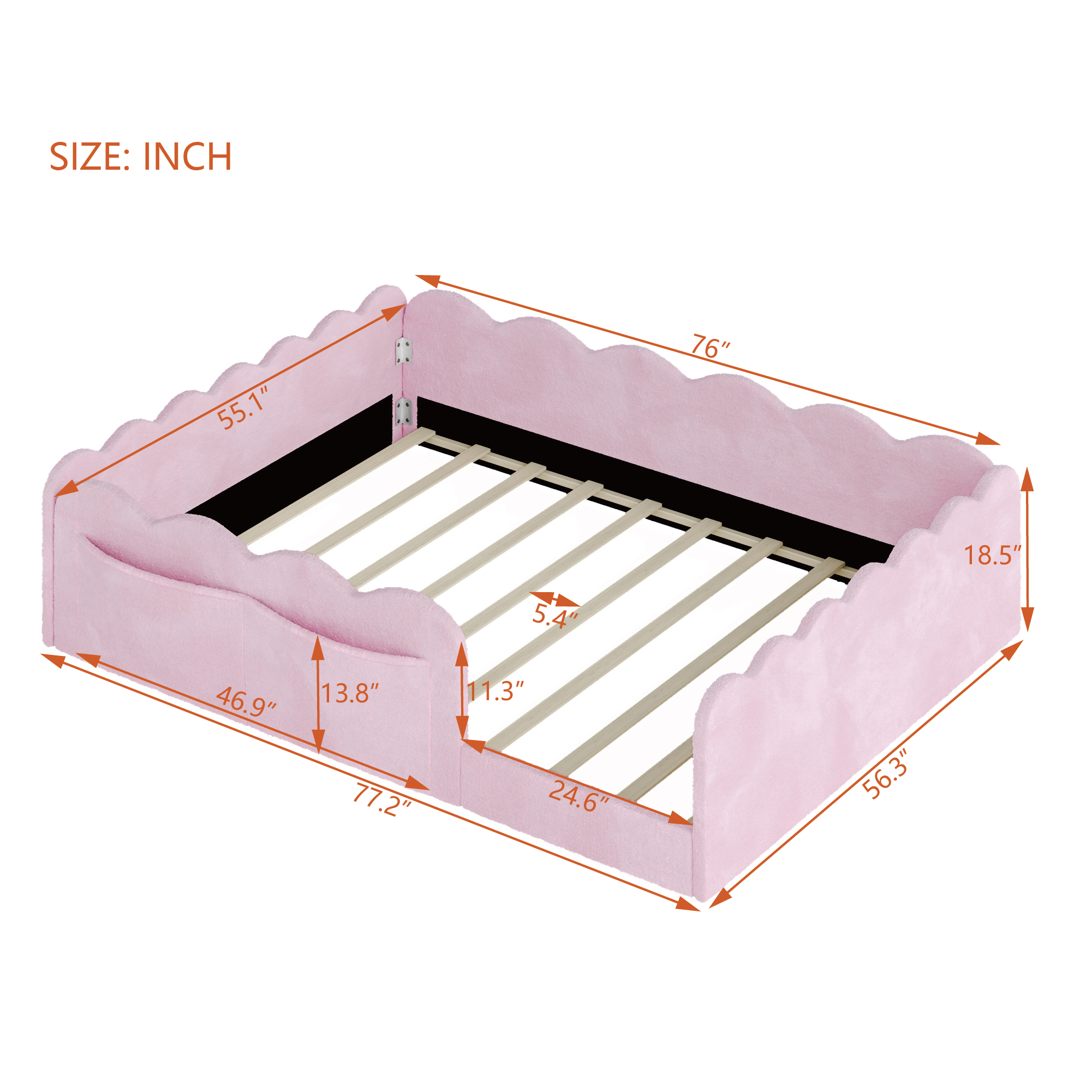 Full Size Upholstered Floor Bed