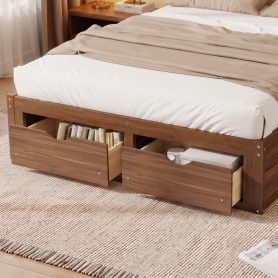 Queen Size Platform Bed with 6 Storage Drawers