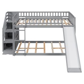 Stairway Full Over Full Bunk Bed With Three Drawers And Slide