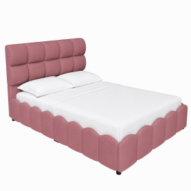 Full Size Fully Upholstered Velvet Platform Bed Frame With Tall Panel Headboard