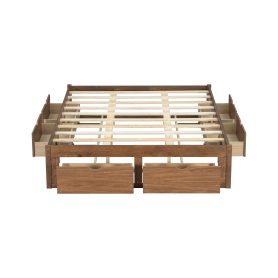 Queen Size Platform Bed with 6 Storage Drawers