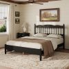 Countryside Style Queen Size Wooden Bed Frame with Spindle Headboard