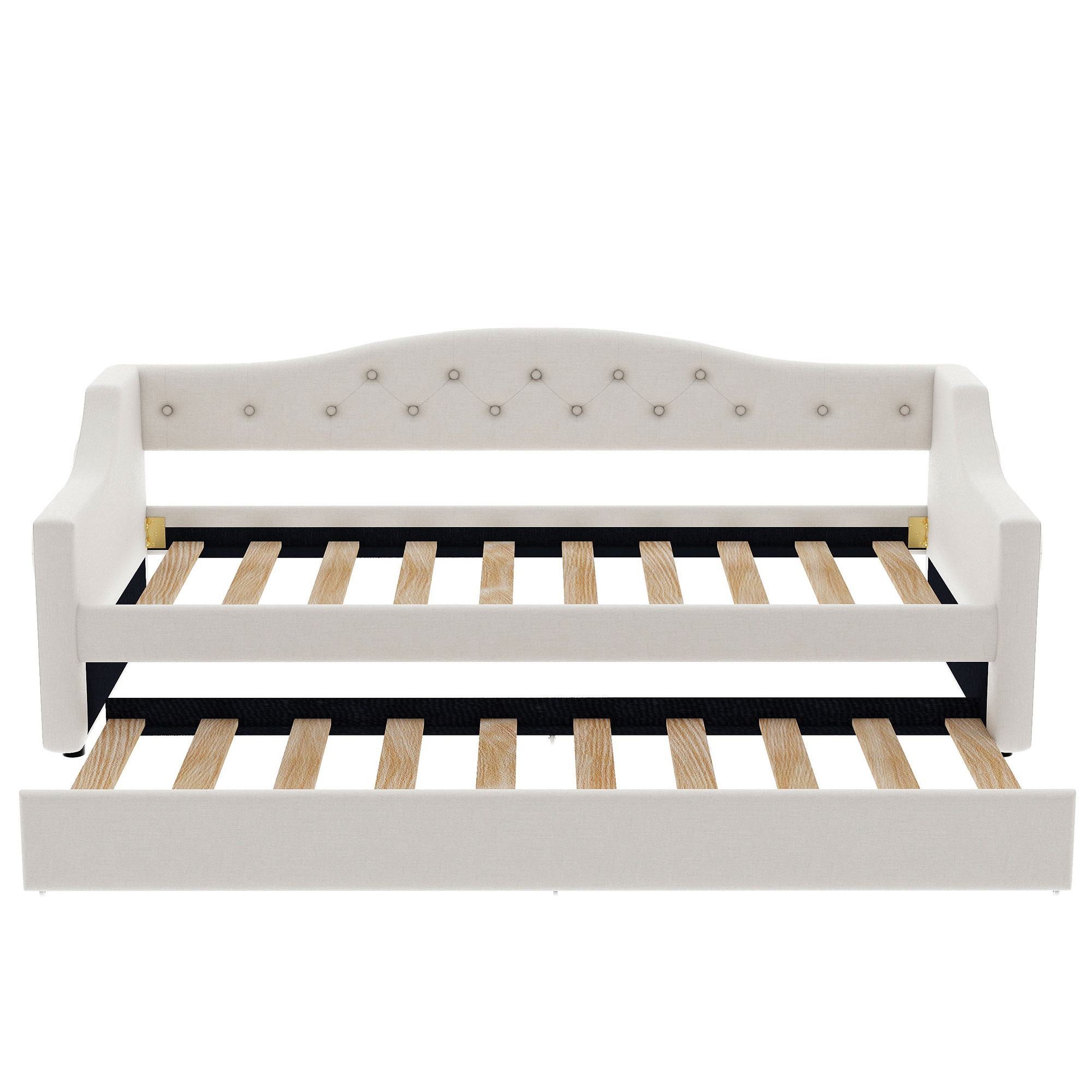 Upholstered Twin XL Size Daybed with LED Belt and Trundle