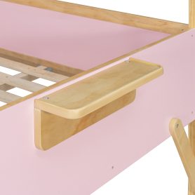 Full over Full House Bunk Bed with Stairs and 3-Color LED Lights