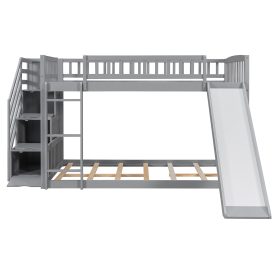 Stairway Full Over Full Bunk Bed With Three Drawers And Slide