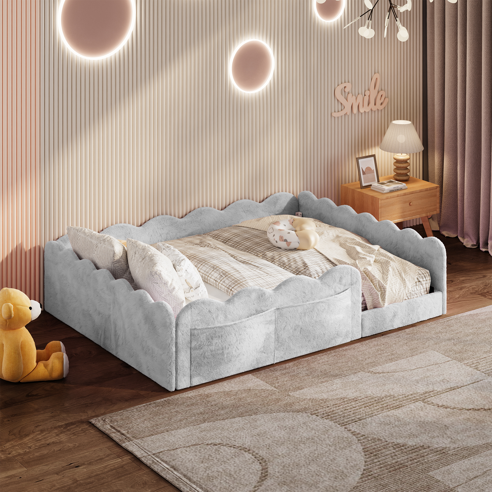 Full Size Upholstered Floor Bed