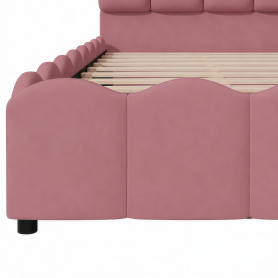 Twin Size Fully Upholstered Velvet Platform Bed Frame With Tall Panel Headboard