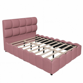 Full Size Fully Upholstered Velvet Platform Bed Frame With Tall Panel Headboard