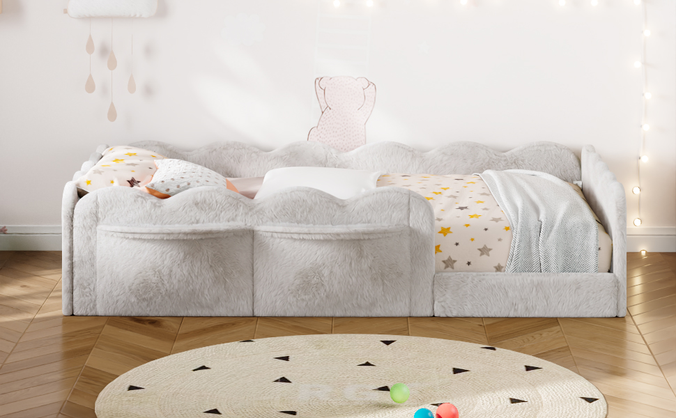 Twin Size Upholstered Floor Bed