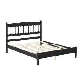 Countryside Style Queen Size Wooden Bed Frame with Spindle Headboard