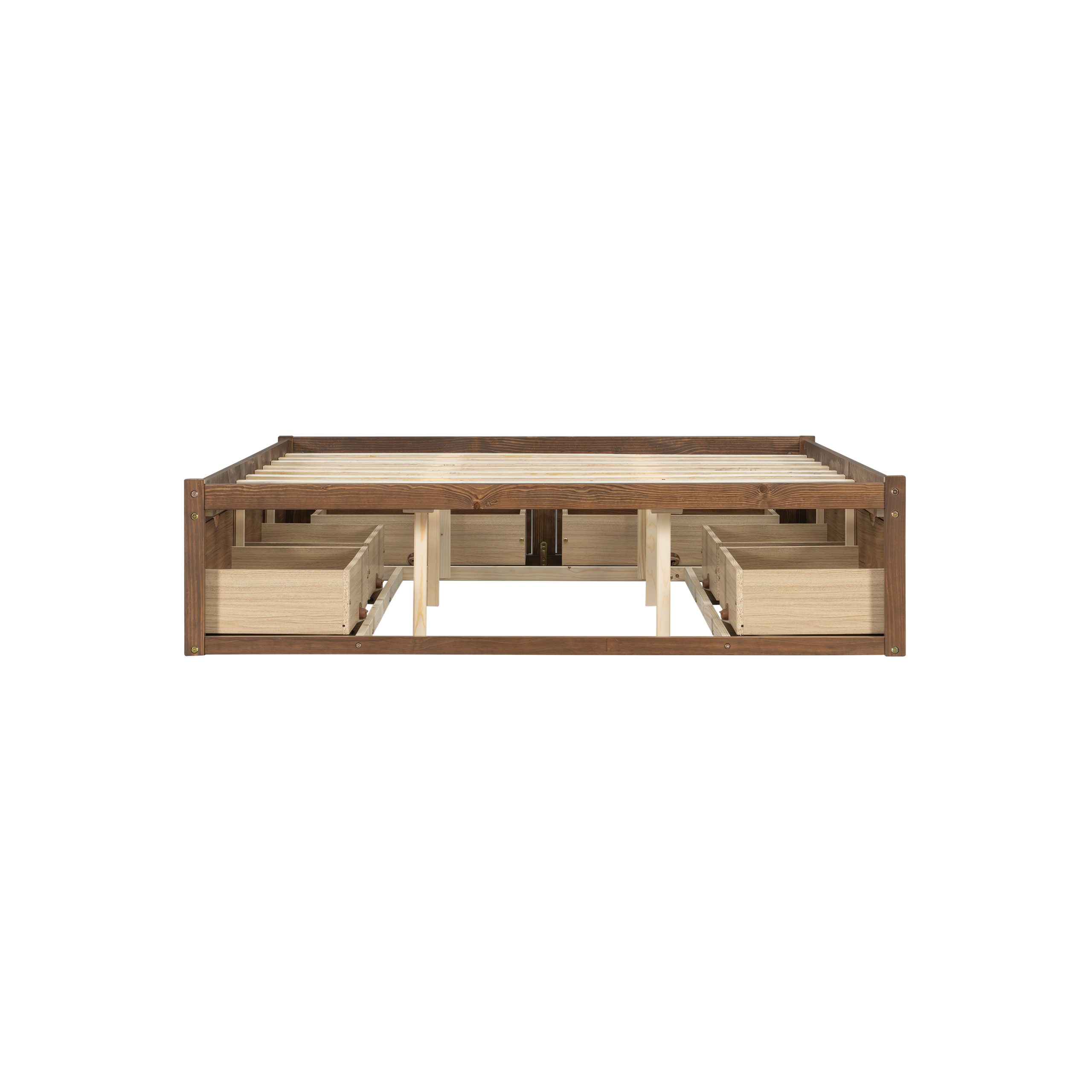 Queen Size Platform Bed with 6 Storage Drawers