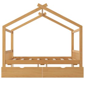 Full Size House Platform Bed with Two Drawers, Headboard and Footboard