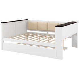 Twin Size Bunk Bed with 3 Storage Shelves, Ladder can be Changed Left or Right