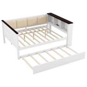 Twin Size Bunk Bed with 3 Storage Shelves, Ladder can be Changed Left or Right