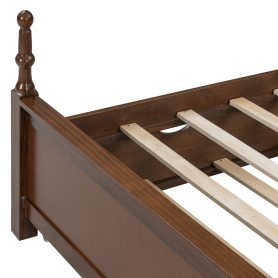 Queen Size Platform Bed Frame with Twin XL Trundle and 2 Storage Drawers