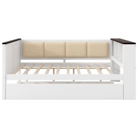 Twin Size Bunk Bed with 3 Storage Shelves, Ladder can be Changed Left or Right