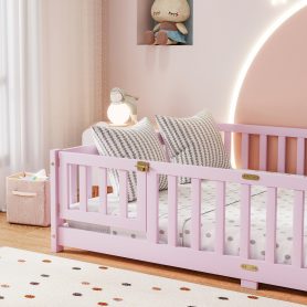Full Size Floor Bed With Fence And Door