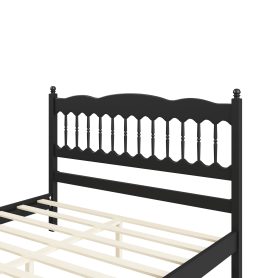Countryside Style Queen Size Wooden Bed Frame with Spindle Headboard