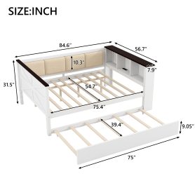 Twin Size Bunk Bed with 3 Storage Shelves, Ladder can be Changed Left or Right