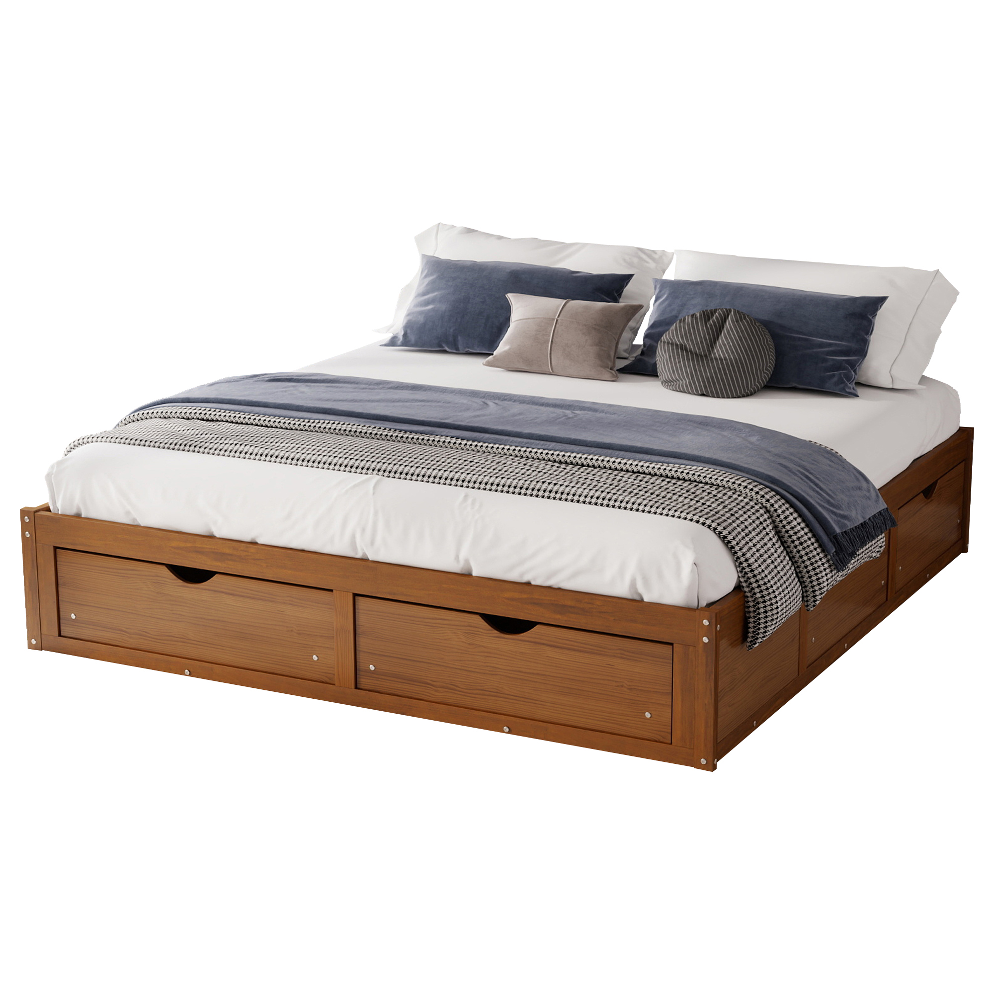 King Size Platform Bed with 6 Storage Drawers