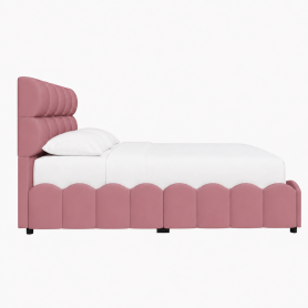 Full Size Fully Upholstered Velvet Platform Bed Frame With Tall Panel Headboard