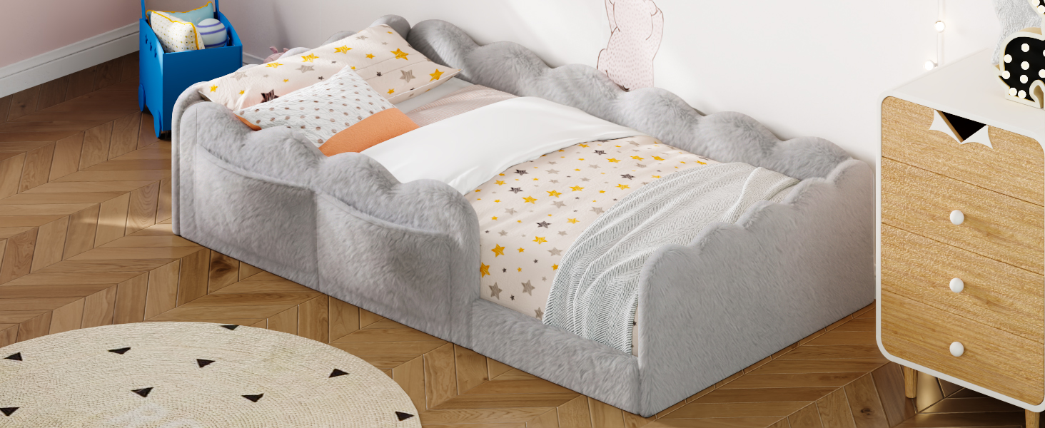Twin Size Upholstered Floor Bed