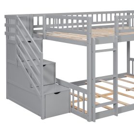 Stairway Full Over Full Bunk Bed With Three Drawers And Slide