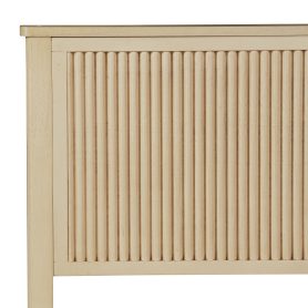 Queen Size Solid Rubber Wood Bed with Wave-Styled Headboard