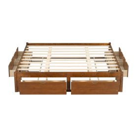 King Size Platform Bed with 6 Storage Drawers
