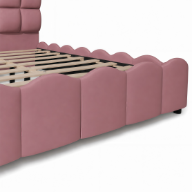 Full Size Fully Upholstered Velvet Platform Bed Frame With Tall Panel Headboard