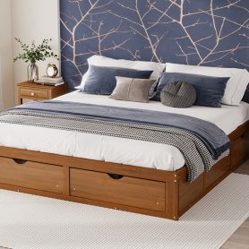 King Size Platform Bed with 6 Storage Drawers