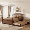 Queen Size Platform Bed Frame with Twin XL Trundle and 2 Storage Drawers