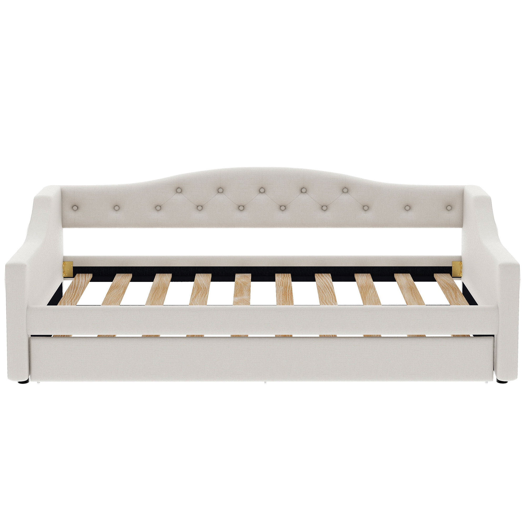 Upholstered Twin XL Size Daybed with LED Belt and Trundle
