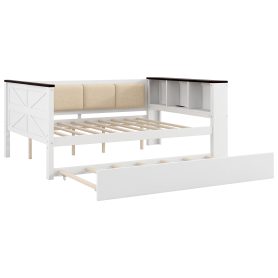 Twin Size Bunk Bed with 3 Storage Shelves, Ladder can be Changed Left or Right